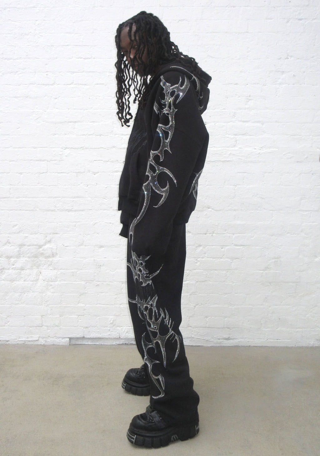 CRASH RHINESTONE OVERSIZED SWEATPANTS BLACK